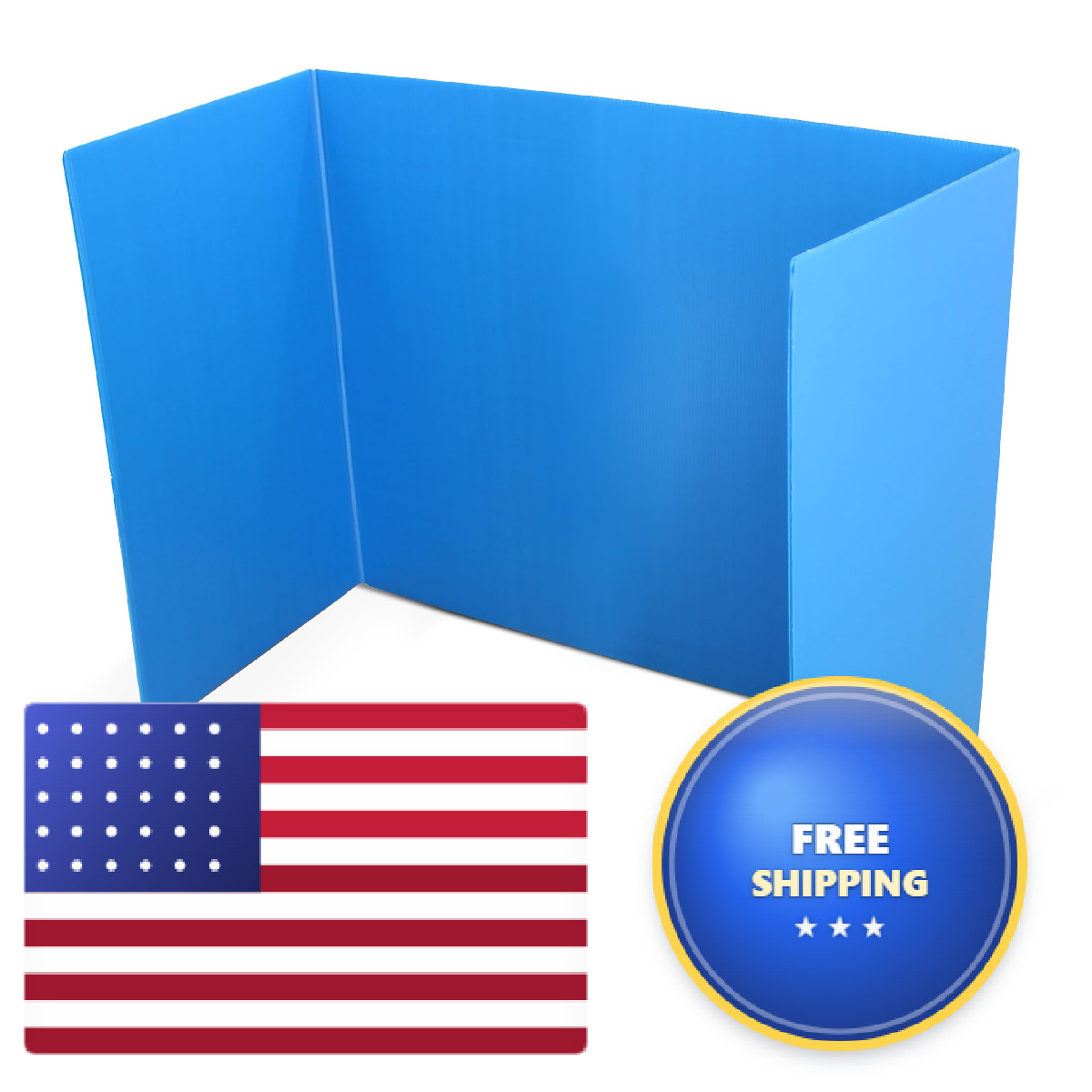 Flipside Products 18X 46.5 Blue Plastic Study Carrel Privacy Boards Premium