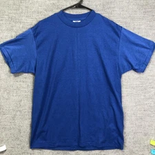 VTG Delta Apparel Shirt Mens L Blue Superior Weight Crewneck 50/50 USA Made SS