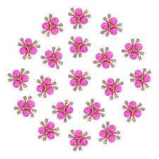 20 Pcs Rose Red Pearl Flower Buttons Rhinestone Pearl Buttons for Jewelry Making