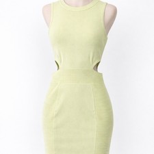 Guess Mini Dress Women S Lime Green Ribbed Knit Side Cutout Bodycon Sleeveless