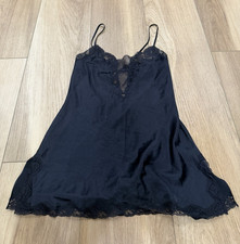 Y2K 2003 Victoria's Secret Black Lace Trim Full Slip Solid Size S