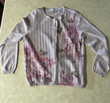 Vtg Alfred Dunner Petites PL Floral Knit Cardigan Sweater Women  s Cotton Acrylic