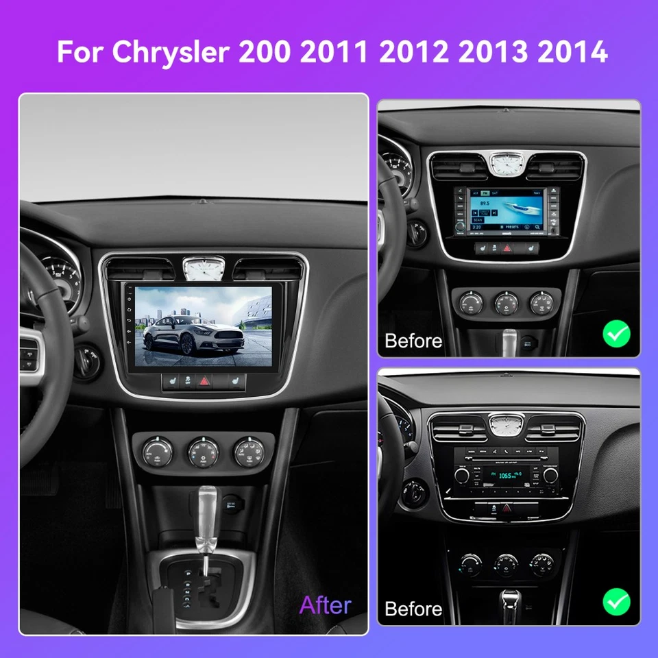 For Chrysler 200 2011-2014 Apple CarPlay Android15 Car Stereo Radio GPS WIFI 64G - Imagem 2 de 4