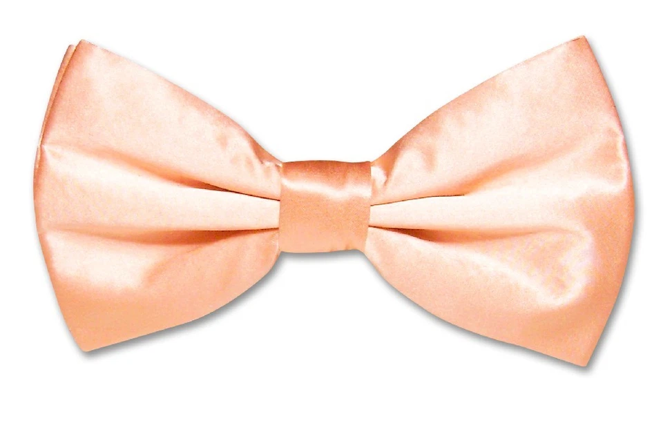 Pajarita 100 % SEDA COLOR MELOCOTÓN liso para hombre para esmoquin o traje Foto 2 de 3