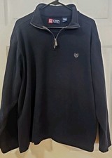 Chaps Sweater Mens XL Navy Blue Logo Tight Knit 1/4 Zip Long Sleeve Pullover