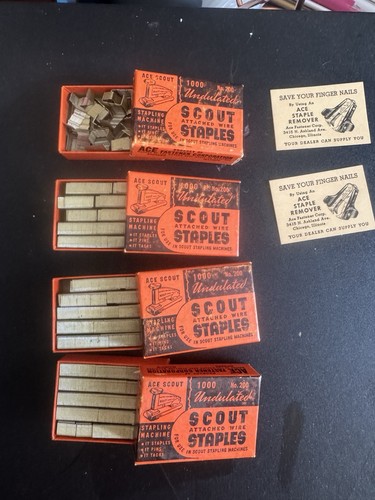 VINTAGE ACE SCOUT STAPLES BOX NO. 200 LOT OF 4!