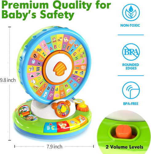 Learning Toy for Kids 1 2 3 Year Old Boys Girls, Spin and Sing Alphabet Zoo with - Picture 2 of 12