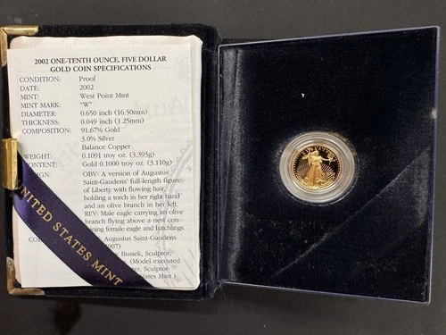 2002-W Proof $5 1/10 oz Gold American Eagle