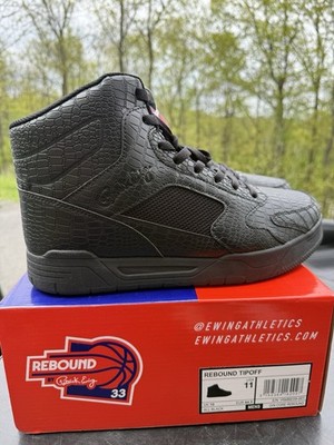 Patrick Ewing Rebound Tipoff All Black Croc Texture Mid Sneakers Men s Size 11