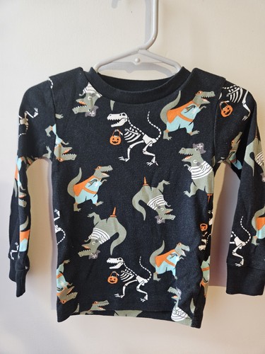 Carters Junge 2T 2 Set Schlafanzug Dinosaurier Skelett 100% Baumwolle Halloween - Bild 2 von 4