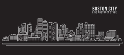 Wandbild: Stadtscape Building Line Art Vector Illustration Design - Boston [...]