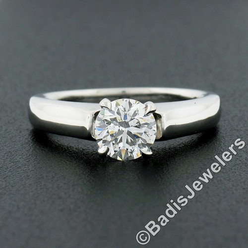 Platinum GIA 0.91ctw Round Brilliant Diamond Solitaire Cathedral Engagement Ring - 第 1/11 張圖片