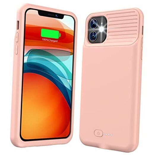 Battery Case Ultra-Slim 6000mAh Rechargeable Extended for iPhone 11 Pink