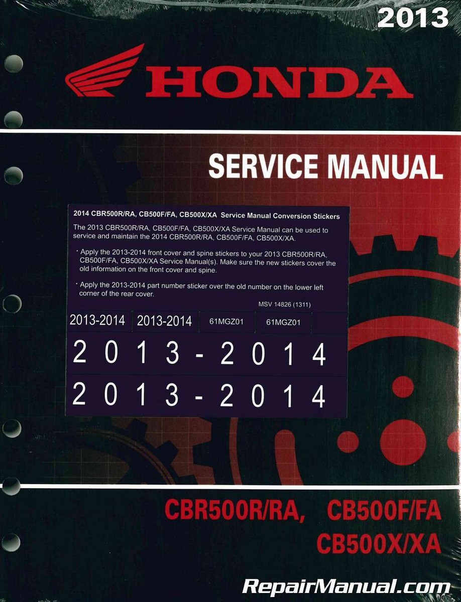2013-2015 Honda CBR500 CB500 Motorcycle Service Manual : 61MGZ02