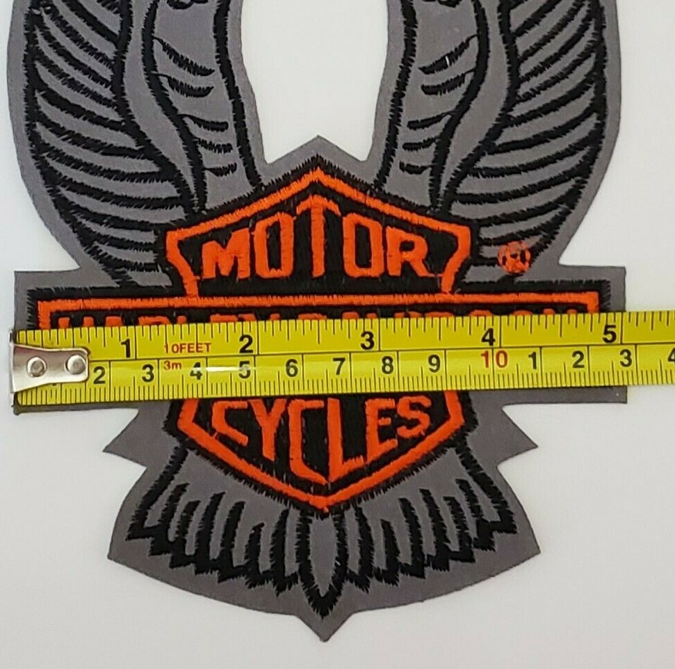 NEW VTG HARLEY-DAVIDSON Retro Patch Gray Up Wing Long Bar