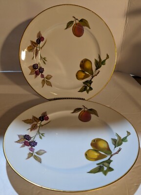 (2) Vintage Royal Worcester EVESHAM VALE Salad / Dessert 8'' Plates - EUC