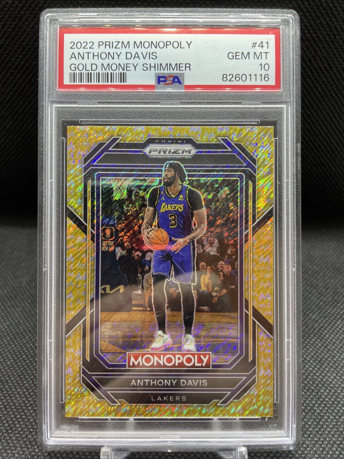 2022 Anthony Davis Prizm Monopoly Gold Money Shimmer #d 250 /500 PSA 10 Gem #41