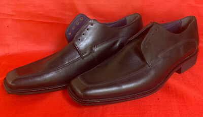 VAN LIER Mens Handmade Leather Black Shoes Sz US12 UK11 EU46