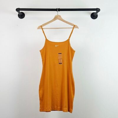 NWT Nike Sportswear Essential Ribbed Mini Bodycon Dress Light Curry Size  Medium | eBay