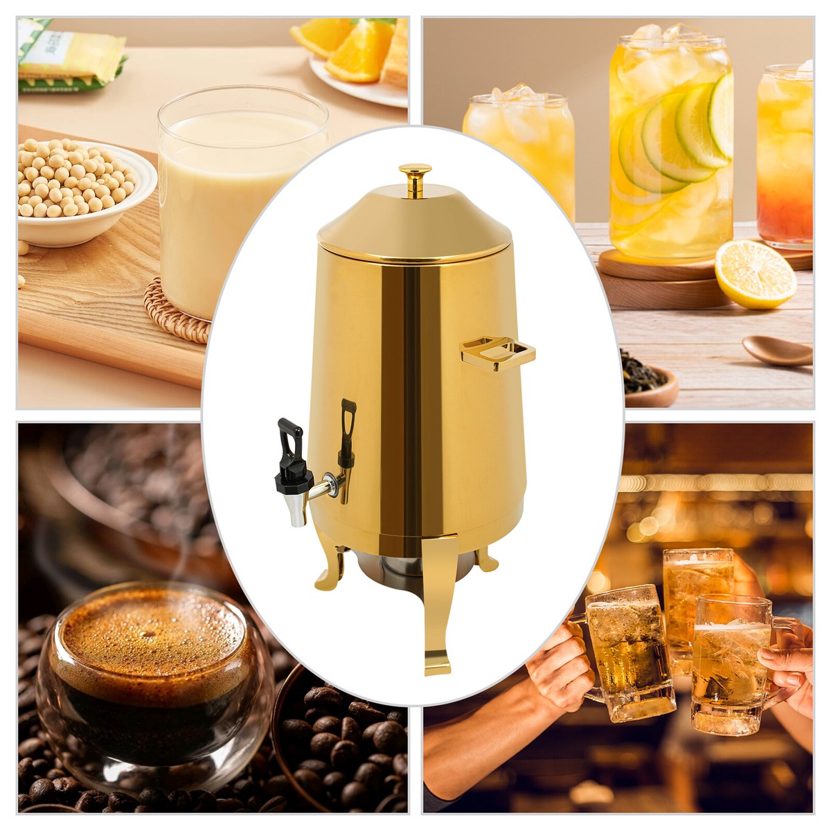 Gold Coffee Carafe Beverage Dispenser Insulated Stainless Steel