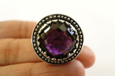 Round Purple Amethyst Balinese 925 Sterling Silver Ring Size 6 7 8 9