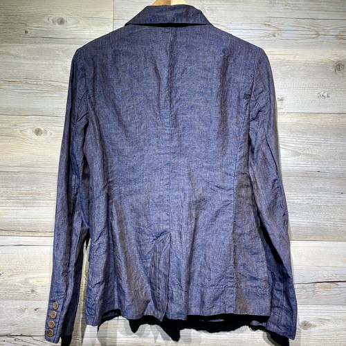 EILEEN FISHER Blazer Jacke Damen 8 100% Leinen blau 4-Knopf teilgefüttert - Bild 2 von 12