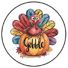 GOBBLE TURKEY THANKSGIVING ENVELOPE SEALS LABELS STICKERS PARTY FAVORS