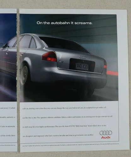 1997 Audi A6 Car Print Ad Paper Magazine Clipping Autobahn 2 Page Vintage 90s - Picture 4 of 5