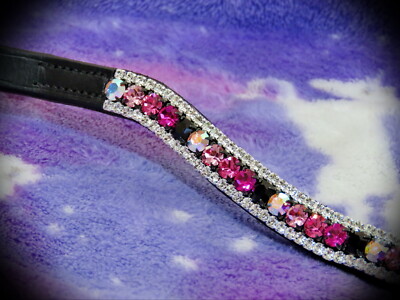 FSS SHIMMER Crystal Stirnband Bling Curve Jet Black Fuchsia Rose Pink Klar NEU 