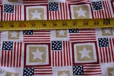 By 1/2 Yd, Patriotic Red White Blue Gold Quilt Cotton, U.S. Flags  Stars, D880