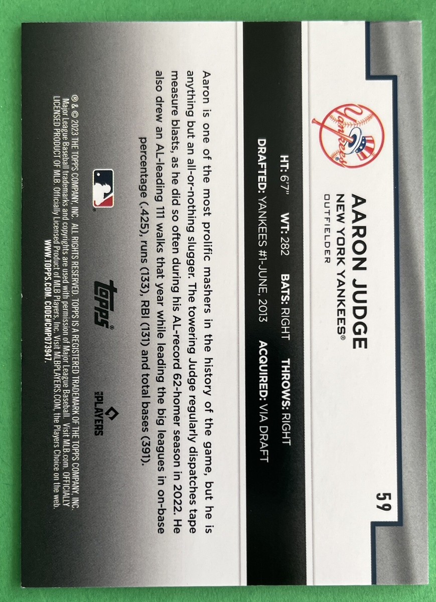 Aaron Judge 2023 Topps FLAGSHIP COLLECTION Card #59 YANKEES | eBay