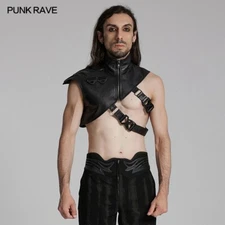 Punk Rave Men Black Gothic Cyberpunk Handsome Shoulder Armor CosPlay Warrior