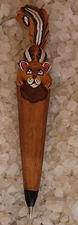 Chipmunk Caricature Pen Hand Carved Wood Writing Instrument Hand Painted Detail