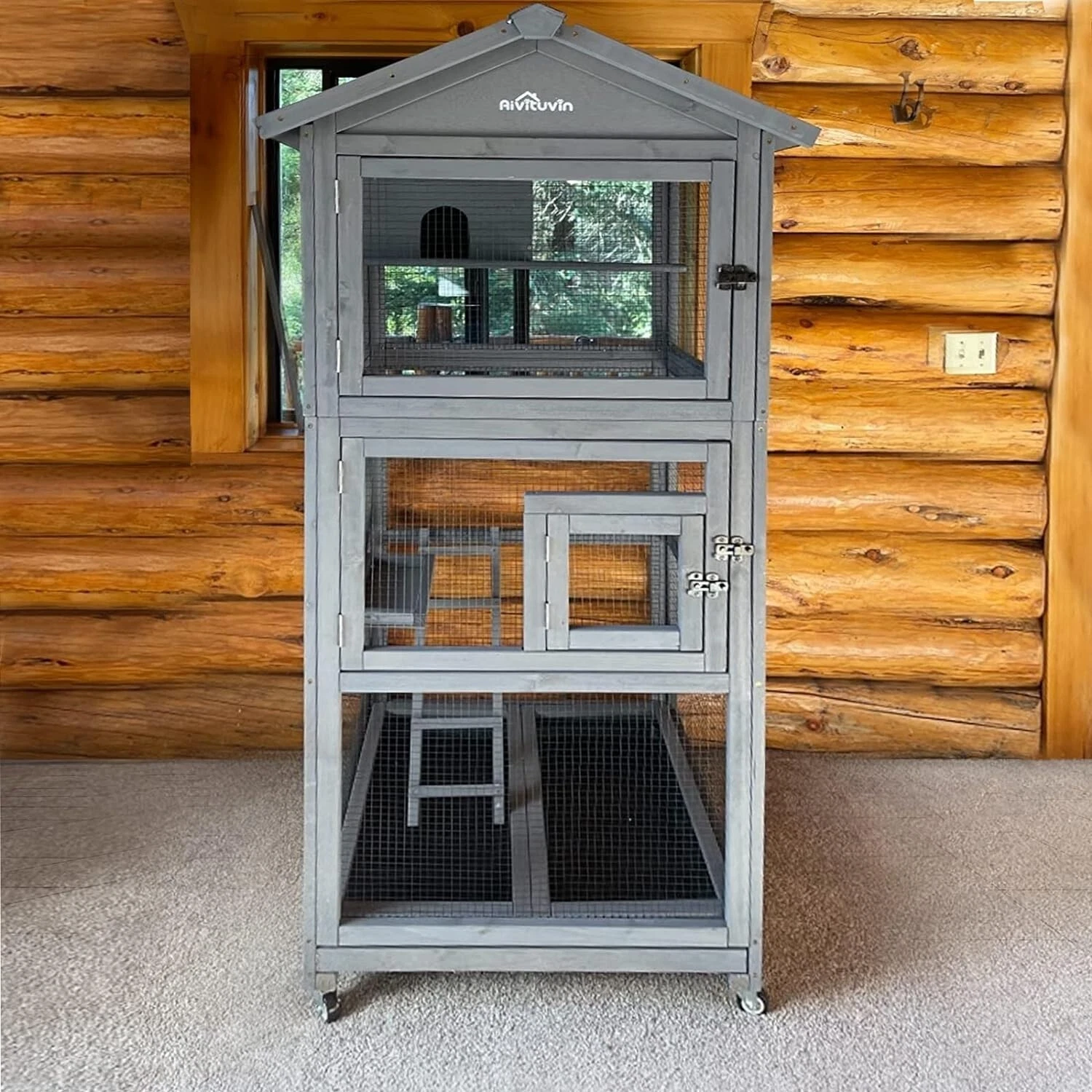 Outdoor Bird Cages Removable Bird Aviary Indoor Parakeet Cage with Perch & Tray