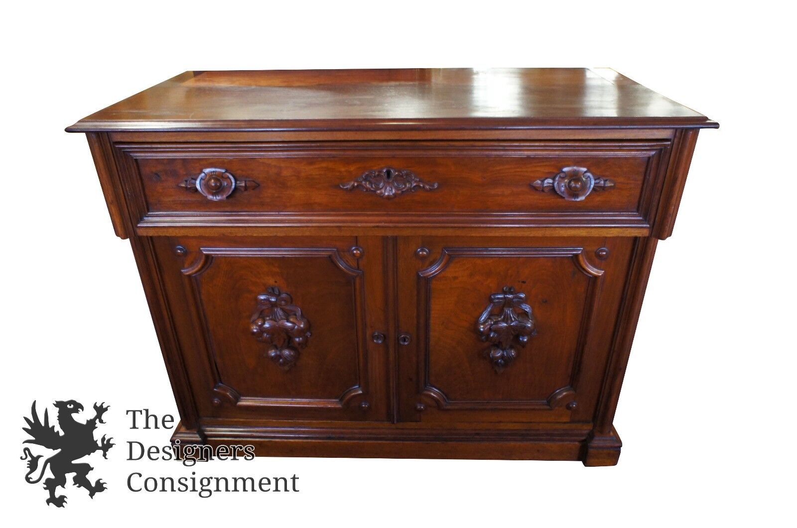 Antique Victorian Walnut Burl Butlers Desk Secretary Secretaire Cabinet Buffet