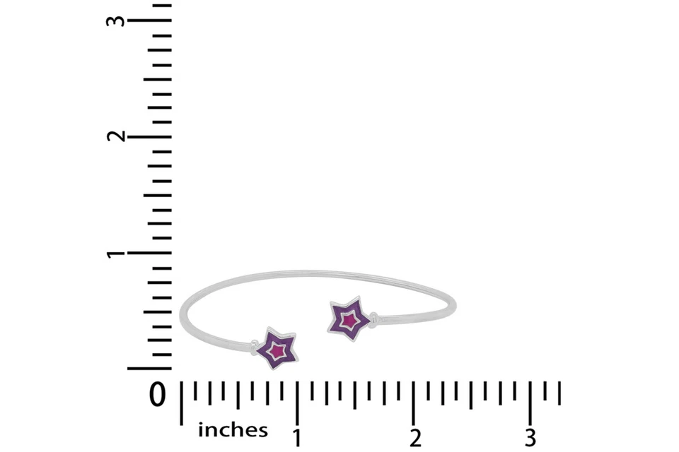Brazalete Brazalete Estrella Esmalte Rosa y Púrpura en Chapado en Oro Blanco 14K Plata Foto 3 de 3
