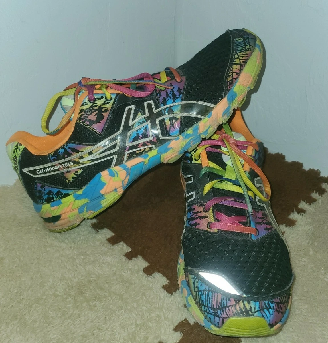 ASICS Men s GEL Noosa Tri 8 IGS Running Shoe Size 11 Rainbow Laces T306N