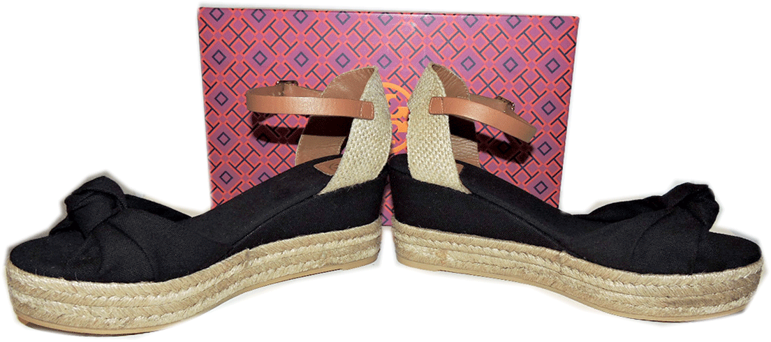 Tory Burch Macy Beige Lona Cuero Alpargatas Sandalia De Cuña Alpargatas Cuero Zapato Negro 8.5 1fc80a Tory Burch Macy Beige Lona Cuero Alpargatas Sandalia De Cuña Alpargatas Cuero Zapato Negro 8.5 1fc80a