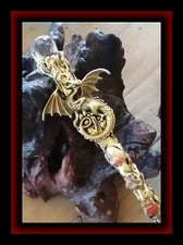 Huge 13" IRONWOOD Magic Wand, CRYSTAL Wand With DRAGON, Wizard Dragon Wand