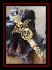Huge 13" IRONWOOD Magic Wand, CRYSTAL Wand With DRAGON, Wizard Dragon Wand