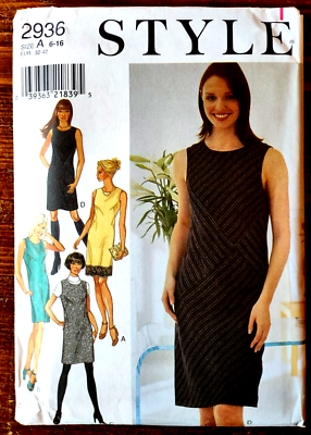 Style 2936 Size 6-16 Sew Pattern UNCUT Close Fitted Sleeveless Dress VTG |  eBay