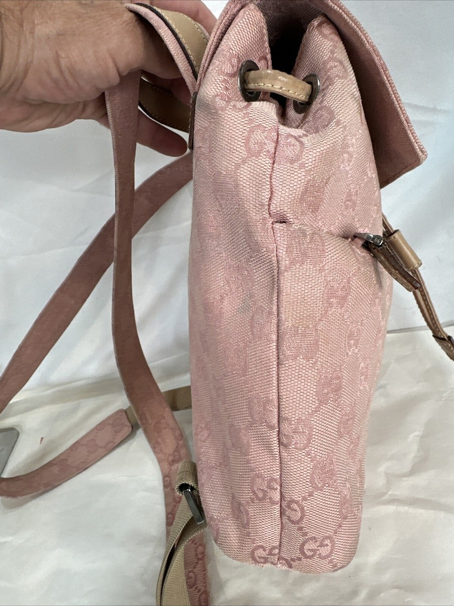 Gucci Pink and Black Women\'s Minj Backpack Gucci Mini Backpack Bag GG Canvas Leather Pink Authentic w  main image 4