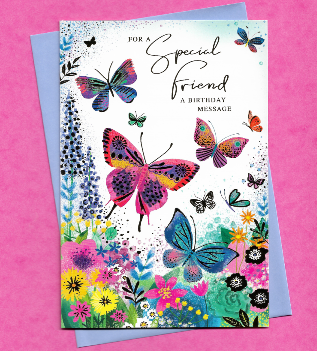 Special Friend Birthday Card Female Woman Ladies Lady Bright Butterflies 19x13cm
