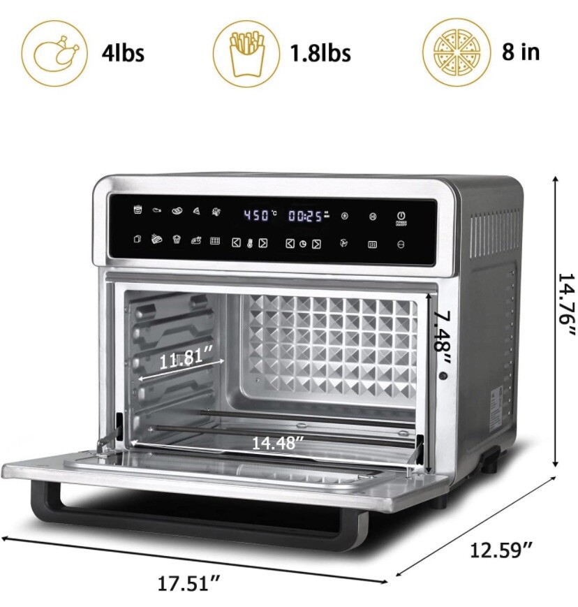 26.4-QT Large Toaster Oven 10 in 1 Air Fryer Digital Convection Countertop Ovens