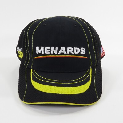 NASCAR Menards Racing Hat Cap Paul Menard #98 Black/Yellow, Adjustable, US Flag