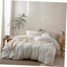 3 Pieces Pinstripe Queen 90"x90" Stripe: White-sage Green no Comforter 