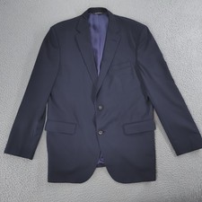Jack Victor Suit Jacket Mens 46L Navy Blue Wool 3SIXTY5 Super 130s Made Canada