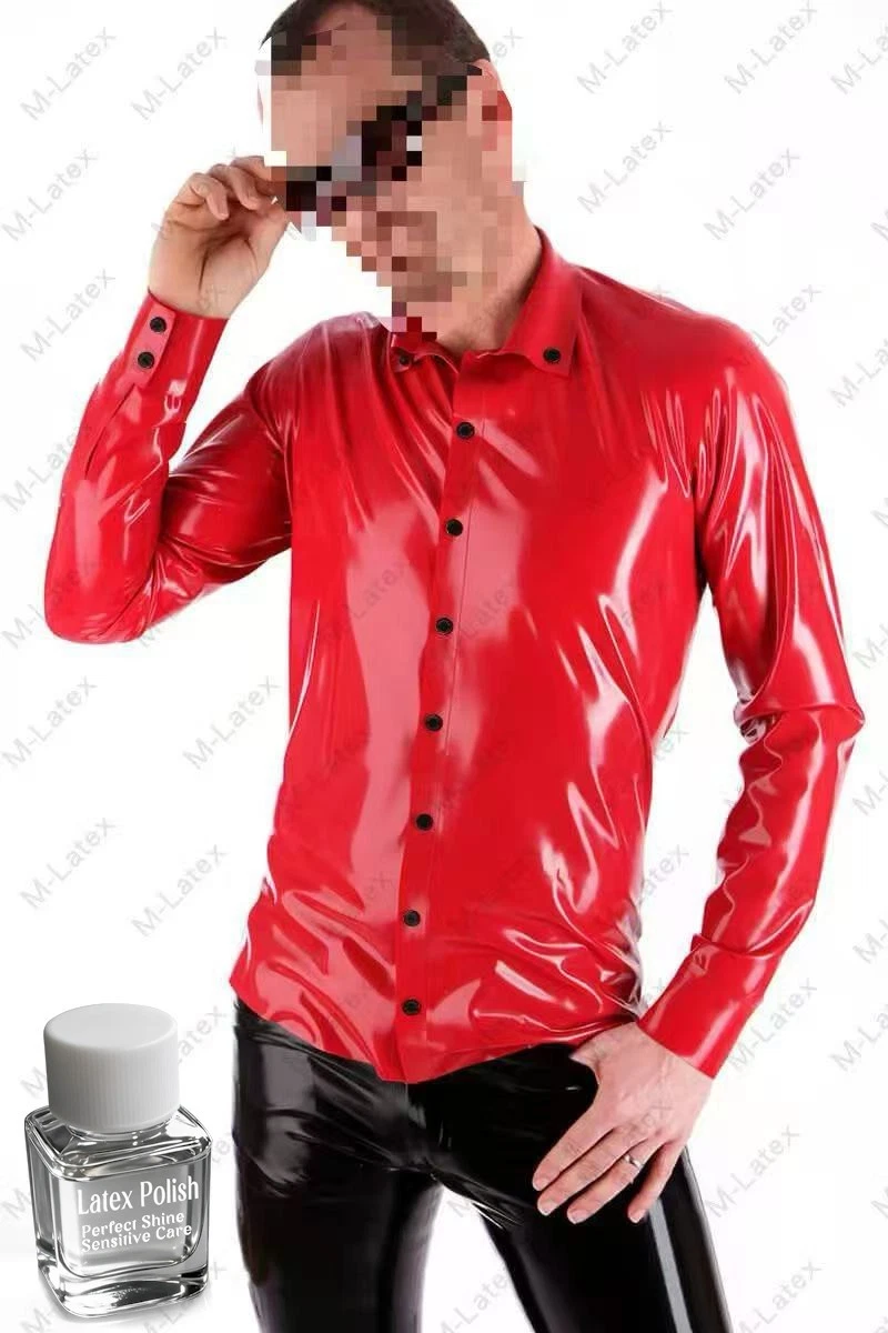 Latex polish Rubber Gummi Man peaked collar Shirt costume customized .4mm #897-4