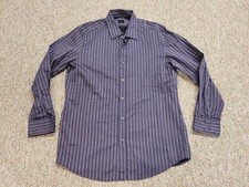 Hugo Boss Shirt Mens Large Purple Striped Button Up Long Sleeve Preppy Cotton