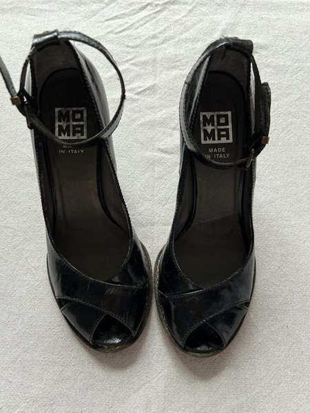 Women Moma Heels Black Leather 37